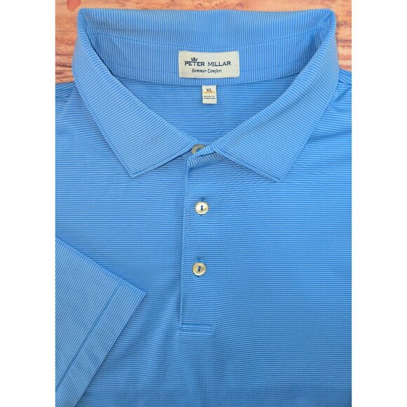 Peter Millar Summer Comfort Blue Polo Shirt XL - Picture 4 of 7